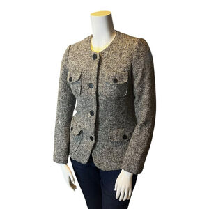 Sandwich Tweed Utility Blazer Jacket Black/White (EU 40/US 8-10)